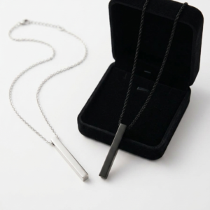 Vertical Bar Necklace, Minimalist Stainless Steel Pendant for men and women, Unisex layering chain, Personalized Jewelry Gift For Him Her