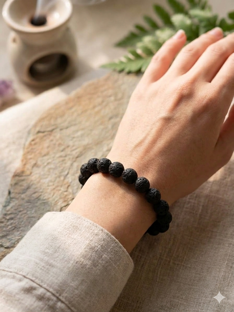 Lava Stone Bracelet men/women, Aromatherapy Diffuser, Unisex Stretchable Beaded Jewelry - Image 2