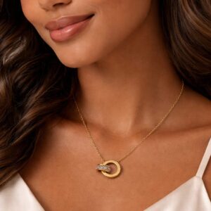 Eternity Roman Numerals Interlocking Rings Necklace,Infinity Necklace,Linked Circles Necklace,Minimalist and Elegant graduation gift