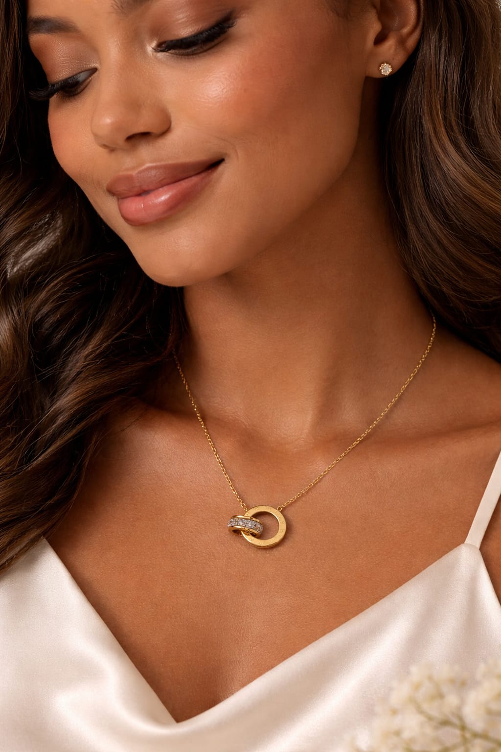 Eternity Roman Numerals Interlocking Rings Necklace,Infinity Necklace,Linked Circles Necklace,Minimalist and Elegant graduation gift