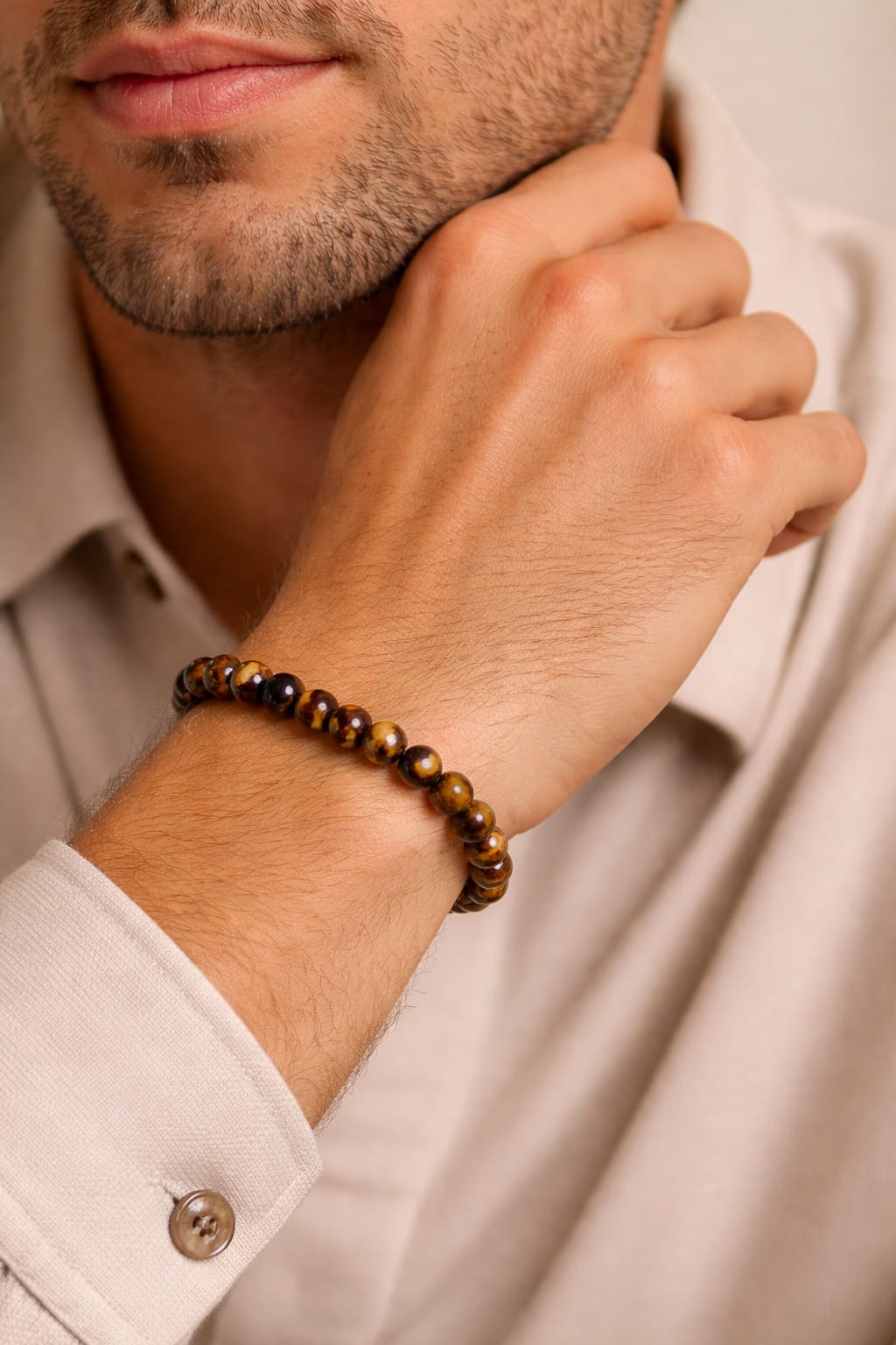 TIGER'S EYE Bracelet Stretch Fit, Confidence & Protection Stone, Good Luck Wealth, Stone of Courage, Healing Crystal Bracele, Unisex Jewelry - Image 2