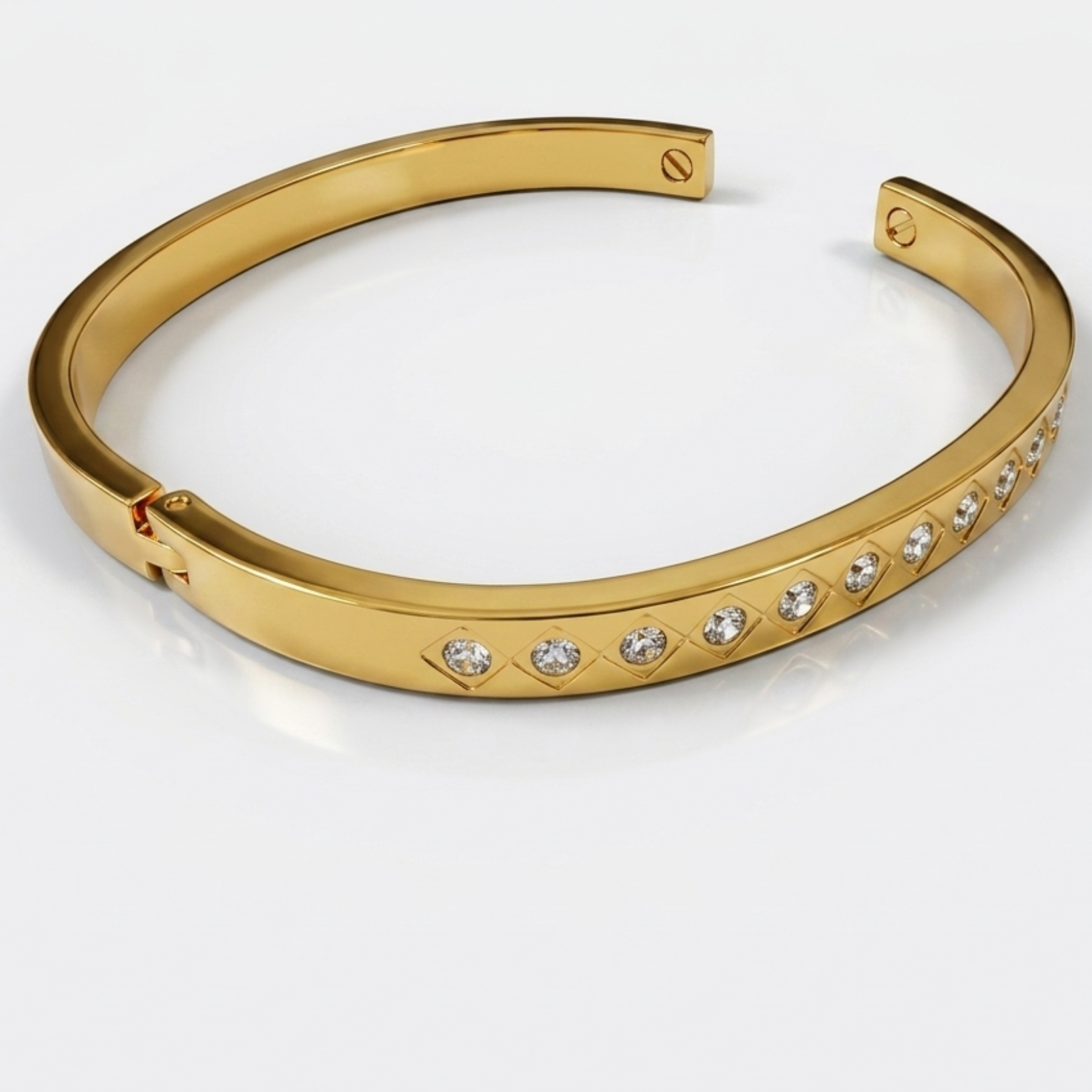 Elegant Gold Diamond Bangle Bracelet For Women, 18k Gold Plated Dainty Luxury Bracelet - Image 4