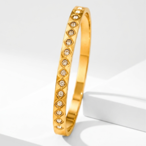 Elegant Gold Diamond Bangle Bracelet For Women, 18k Gold Plated Dainty Luxury Bracelet